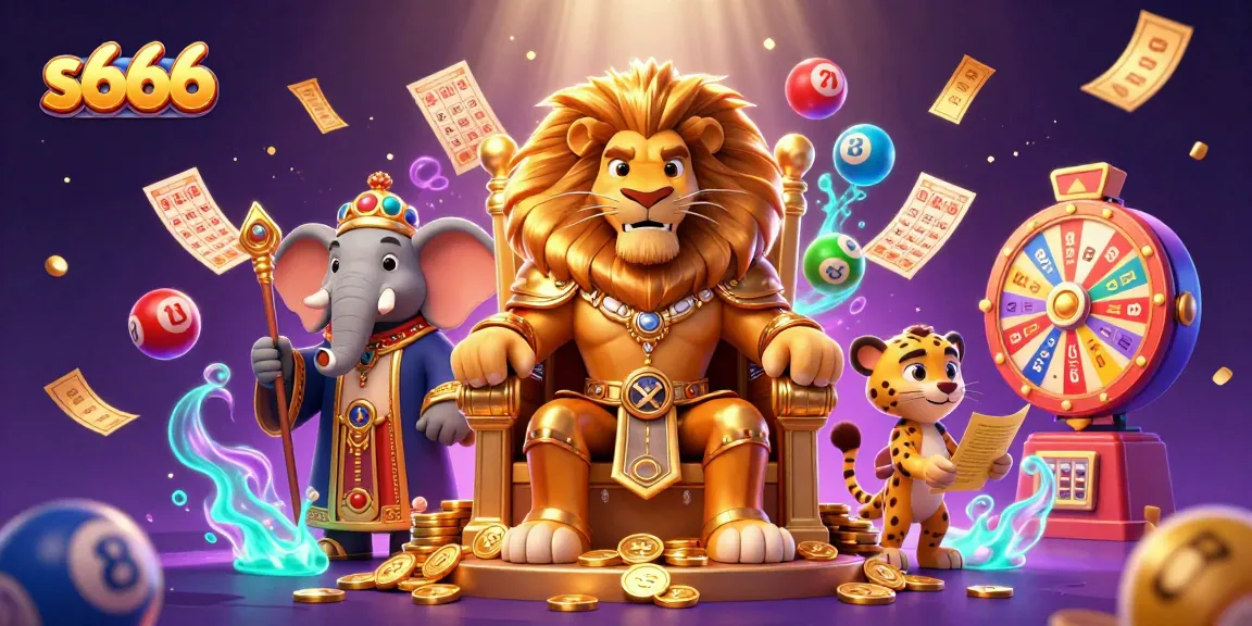 Experience the excitement at s666 with a vibrant casino scene featuring colorful games and dynamic characters.