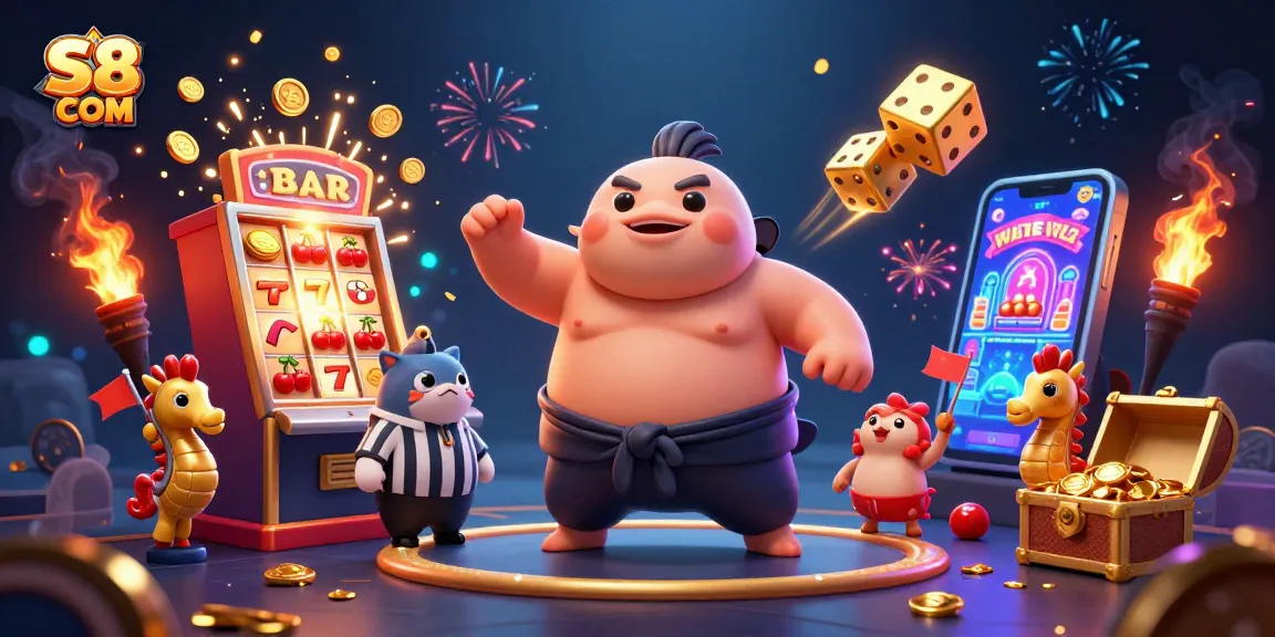 Experience exclusive wins on S8 COM with lively casino elements and vibrant characters.