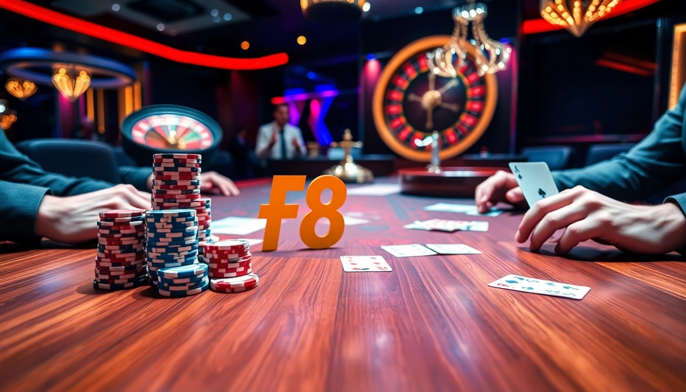 Experience the thrill of victory at F8Bet's luxurious poker table, where excitement meets strategy.