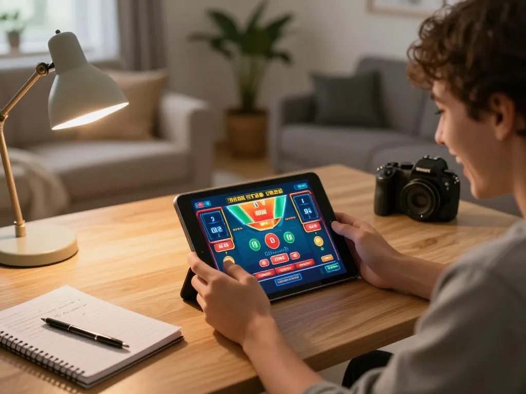 Play casino games with Link truy cập Vk88 on tablet in a cozy living room