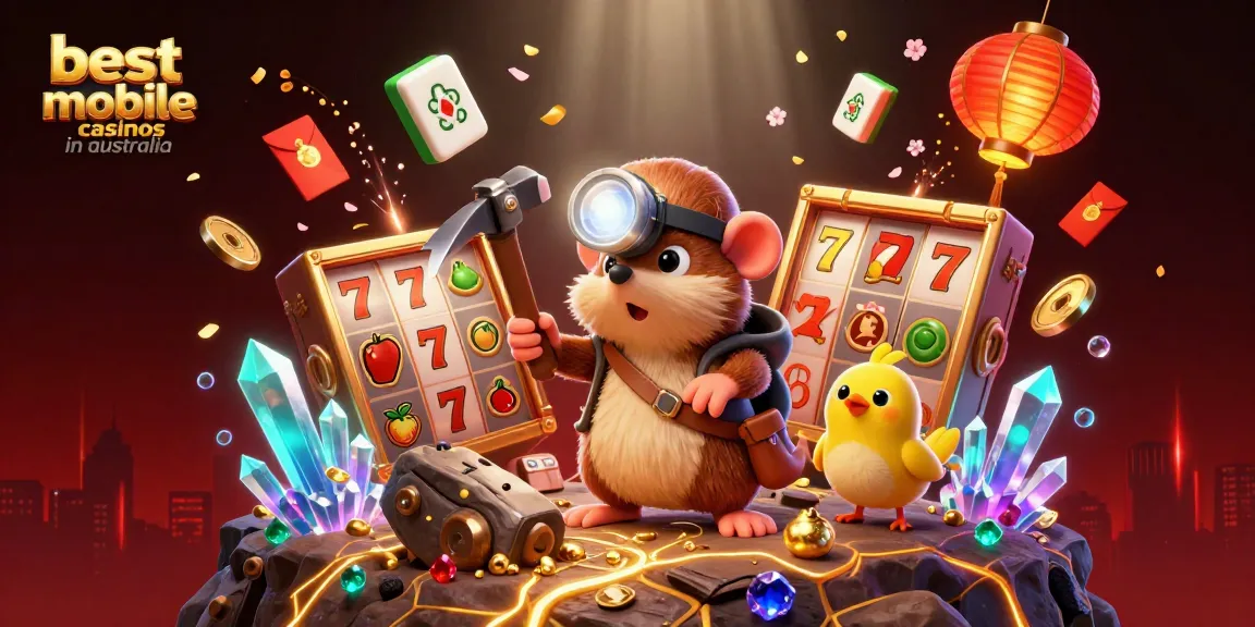 Winning big with the best mobile casinos in Australia featuring vibrant 3D slots and treasure hunters.