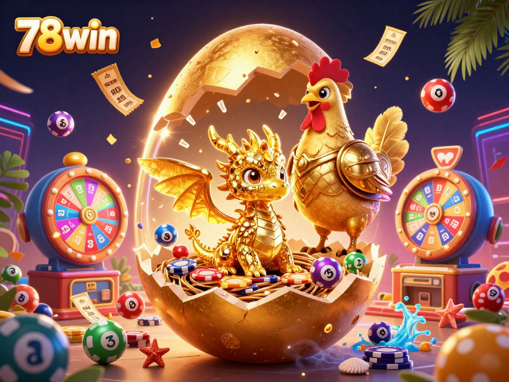 Experience thrilling wins at 78win with a baby dragon and poker chips amidst exciting game elements.