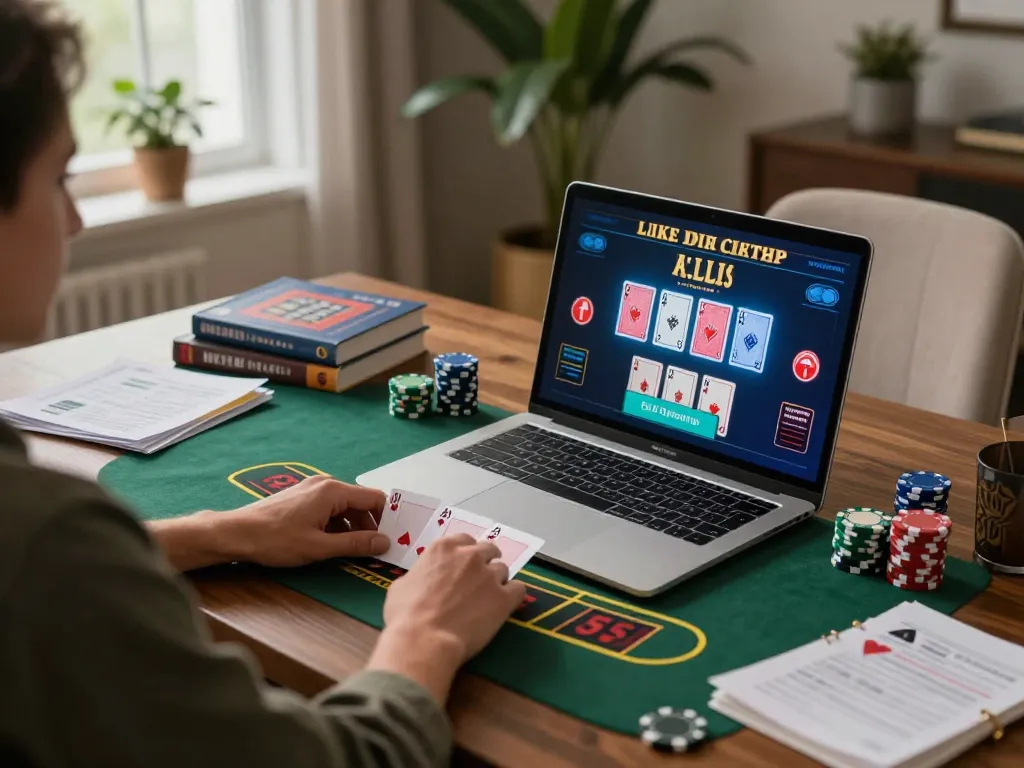 Player engaging in live blackjack on du88.autos with laptop displaying cards and chips