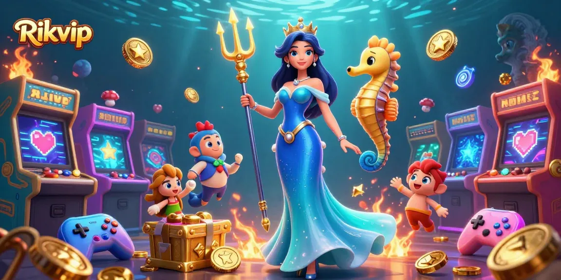 Experience the excitement of Rikvip online casino with vibrant underwater treasures and dynamic gaming elements.
