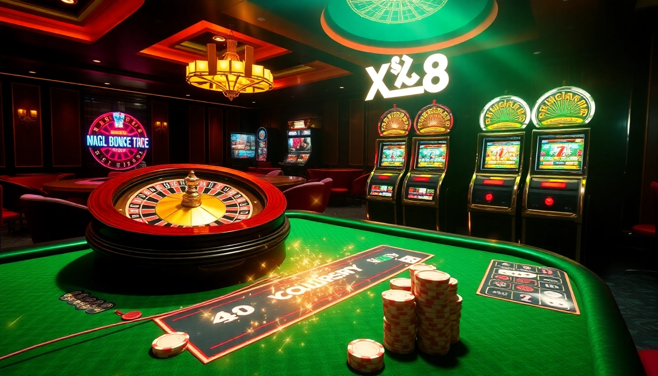 Experience the thrilling excitement of XX88's casino atmosphere with vibrant games and rich decor.