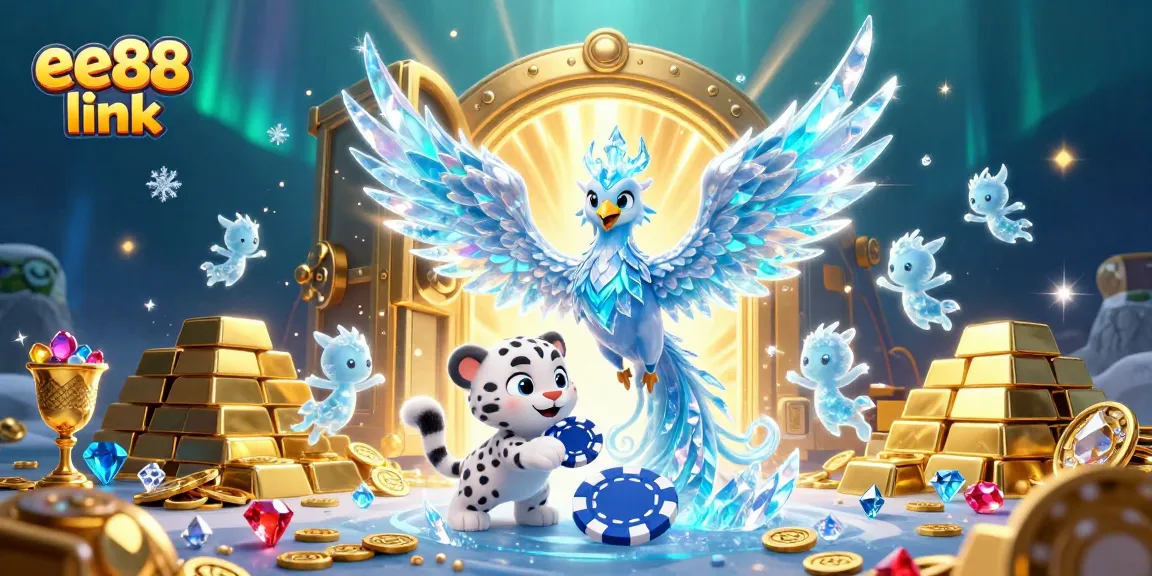 Engage with the ee88 link treasures in this vibrant casino-themed illustration showcasing lively characters and gambling elements.