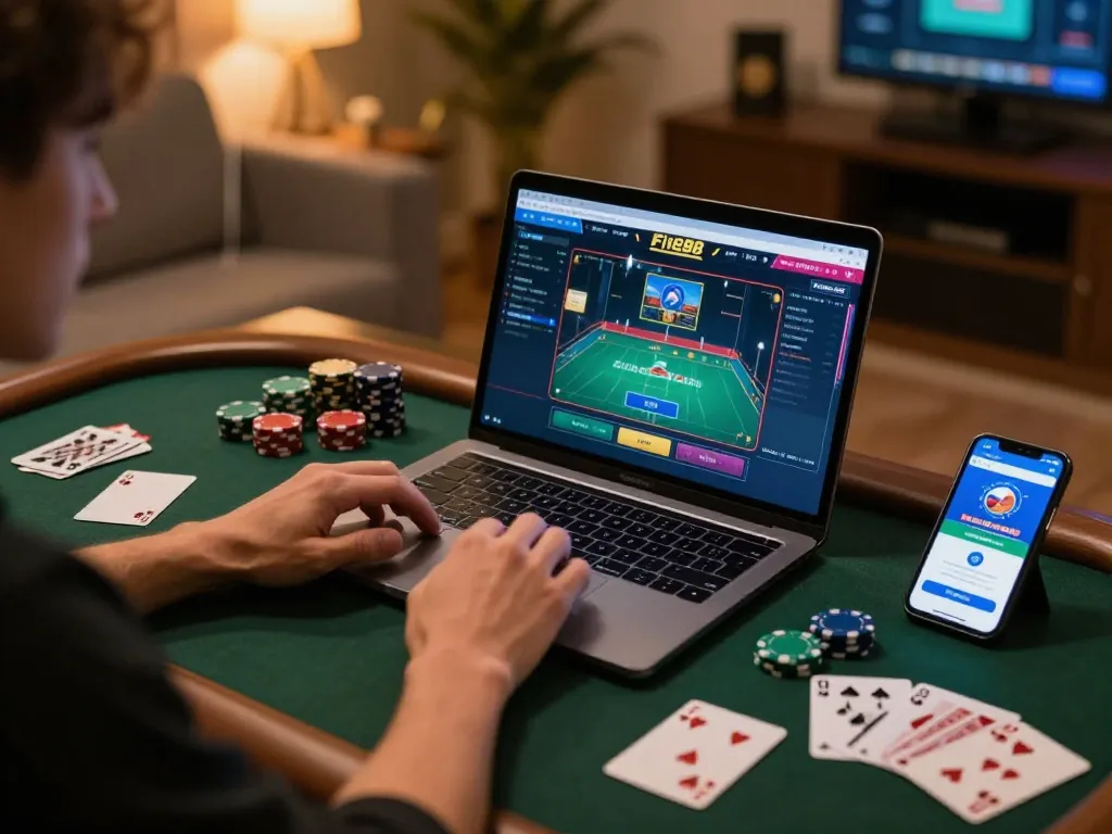 Player interacting with the Five88 betting app during a live dealer game at home.