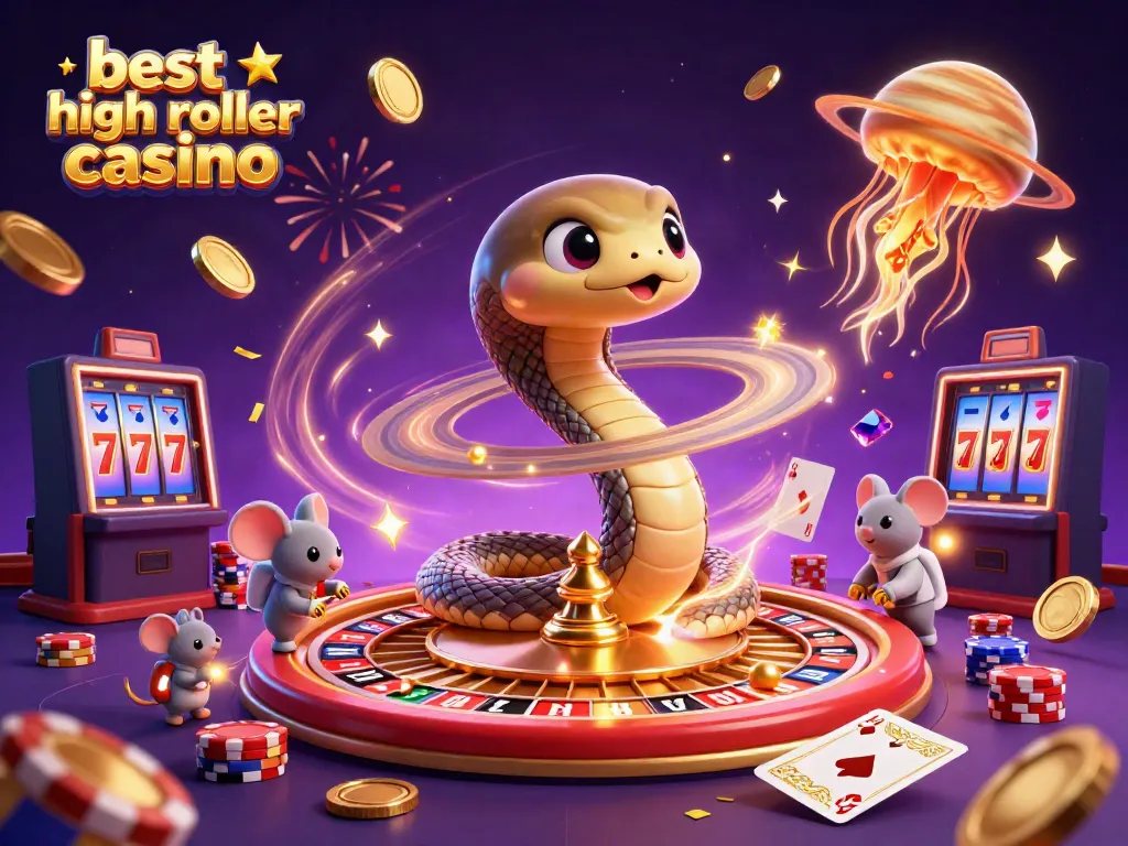 Experience the best high roller casino with cosmic gaming elements and vibrant characters.