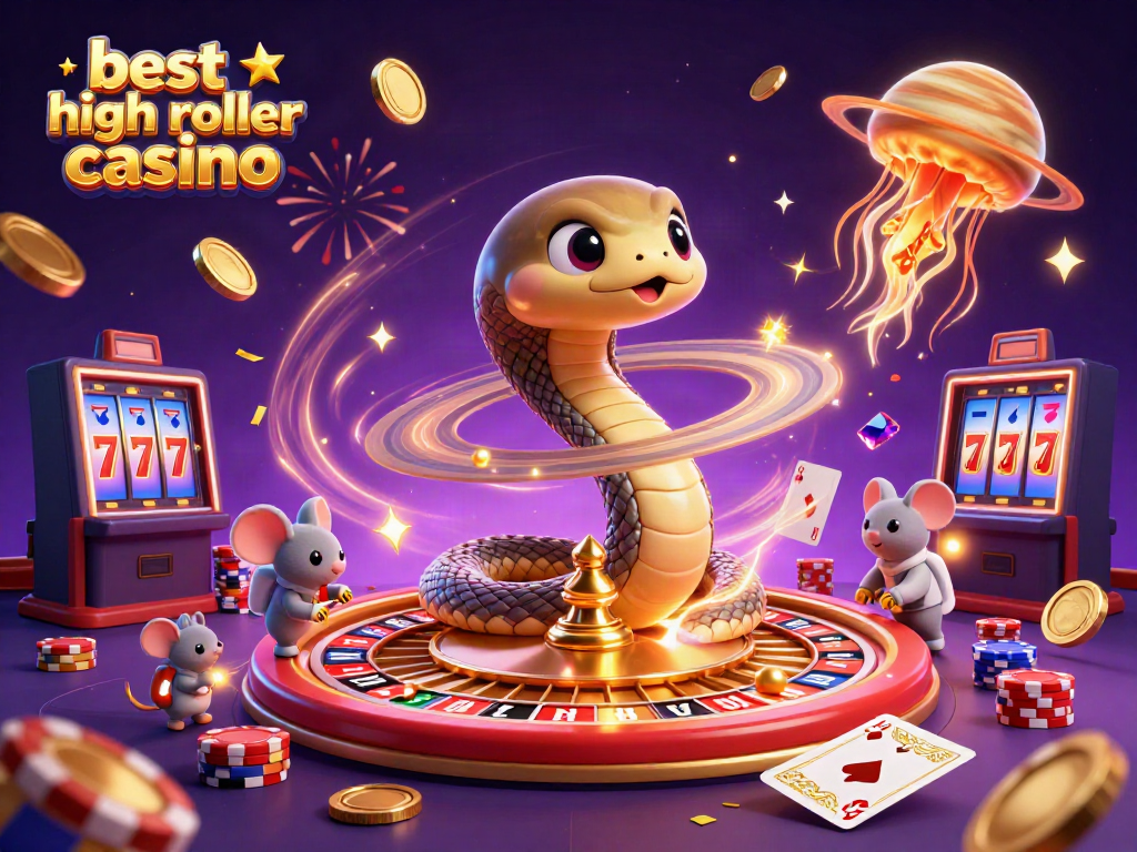 Experience the best high roller casino with cosmic gaming elements and vibrant characters.