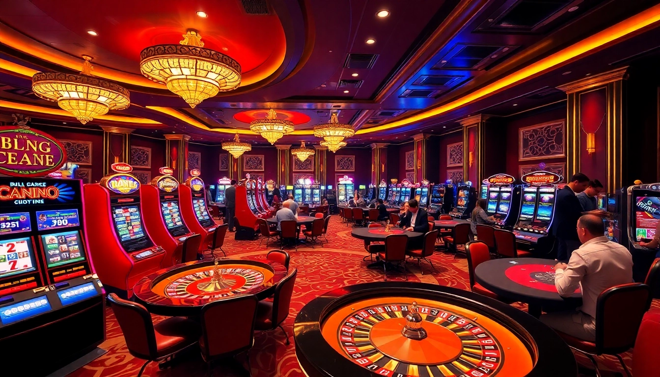 Experience luxury and excitement at trang chủ go99 featuring vibrant slot machines and roulette tables.