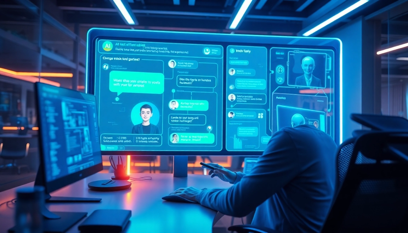 Interactive AI chat interface showcasing Crushon technology in a modern workspace.
