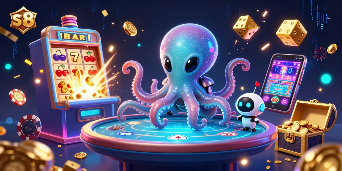 Engage with exciting gameplay at s 8 featuring an alien octopus and vibrant casino elements.