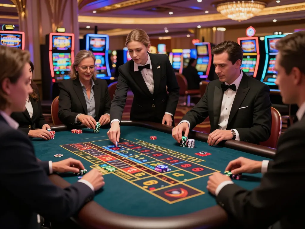 Players engaging at a roulette table during an exciting gaming session at ALO8 casino