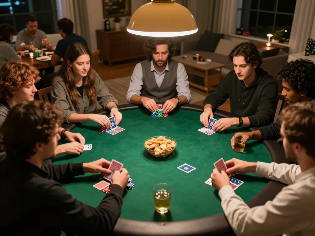 Experience dynamic poker gameplay at home with friends, showcasing https://lc88.center/ in a warm, inviting setting.
