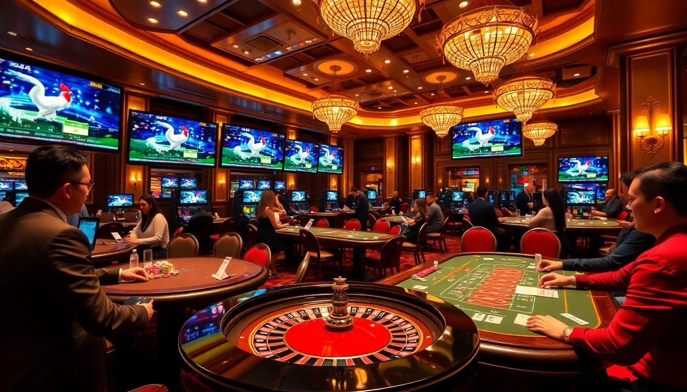 Engage with thrilling moments at https://dagatructiepp.casino/ showcasing live cockfighting events in a luxury casino setting.