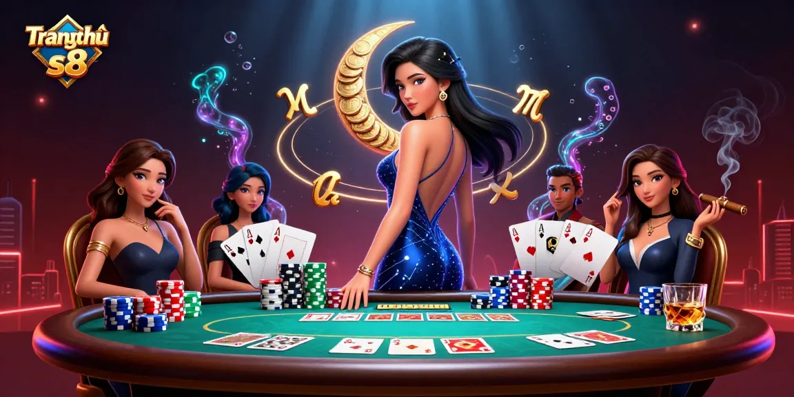 Experience the magic of Trang chủ s8 with an elegant Asian woman in a cosmic-themed casino scene.