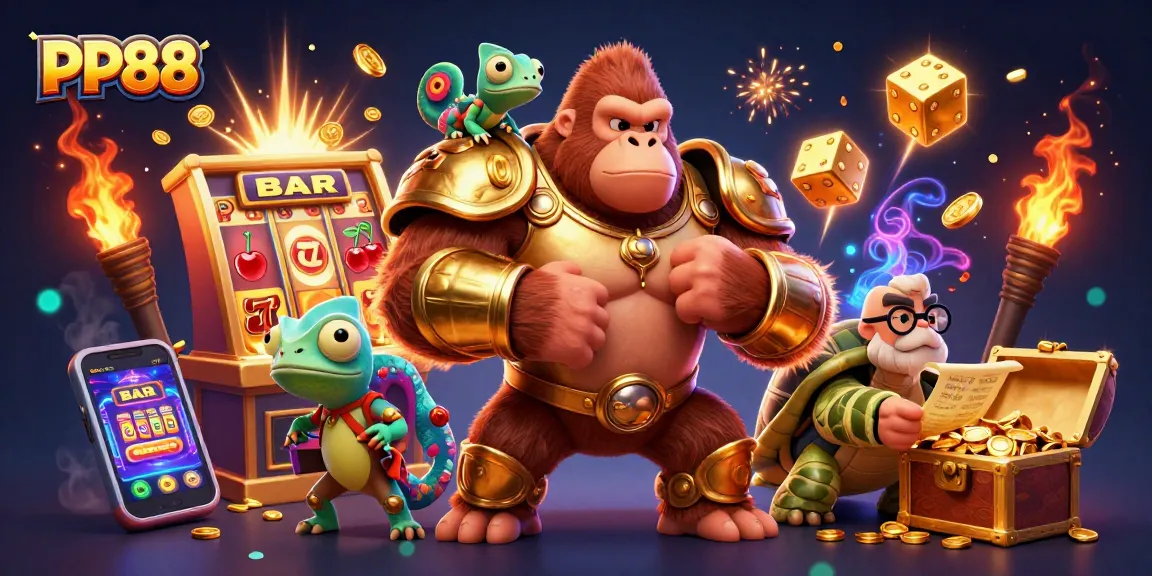 Experience dazzling wins at PP88 with a powerful gorilla king, thrilling slot machines, and vibrant casino action.