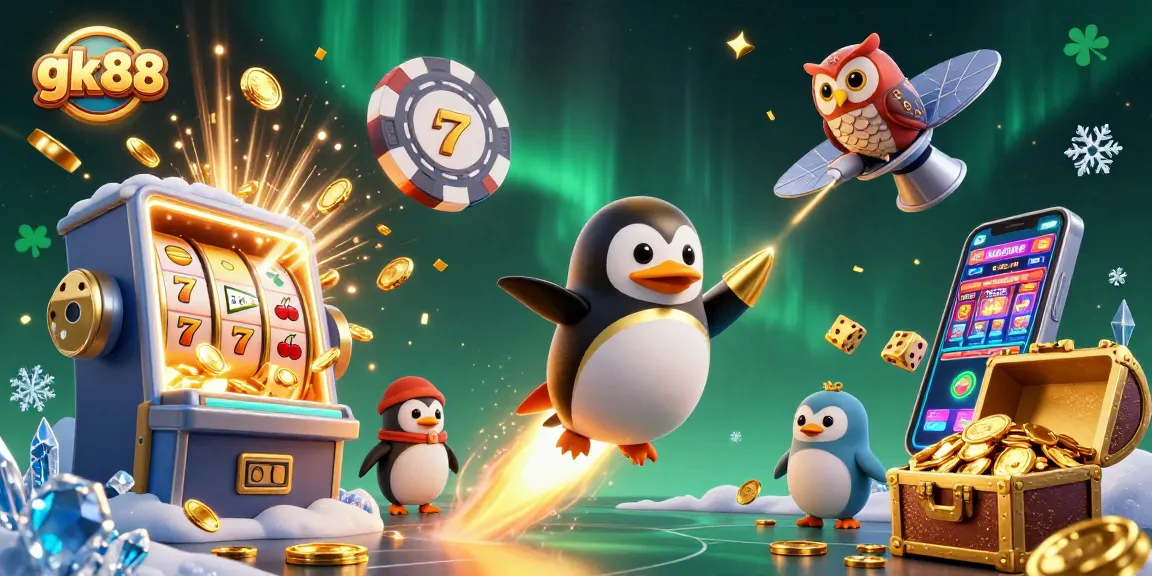 Experience thrilling jackpots and action with gk88's vibrant casino adventure illustration.