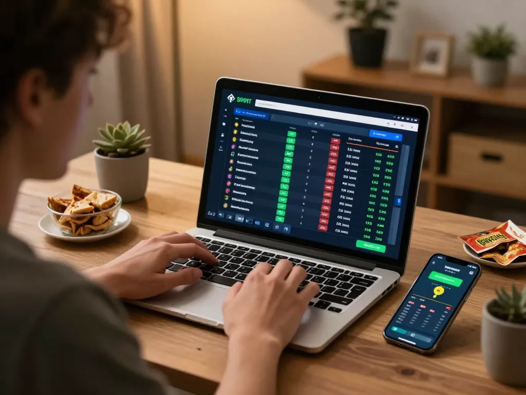 Engaged sports betting at home using O8 for live odds and strategic betting