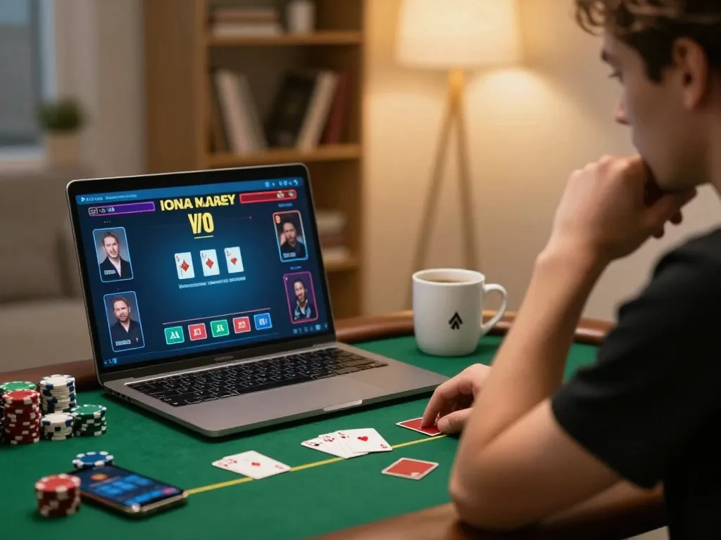 Players strategizing in an online poker game on UK88 platform, interactive gameplay unfolding.