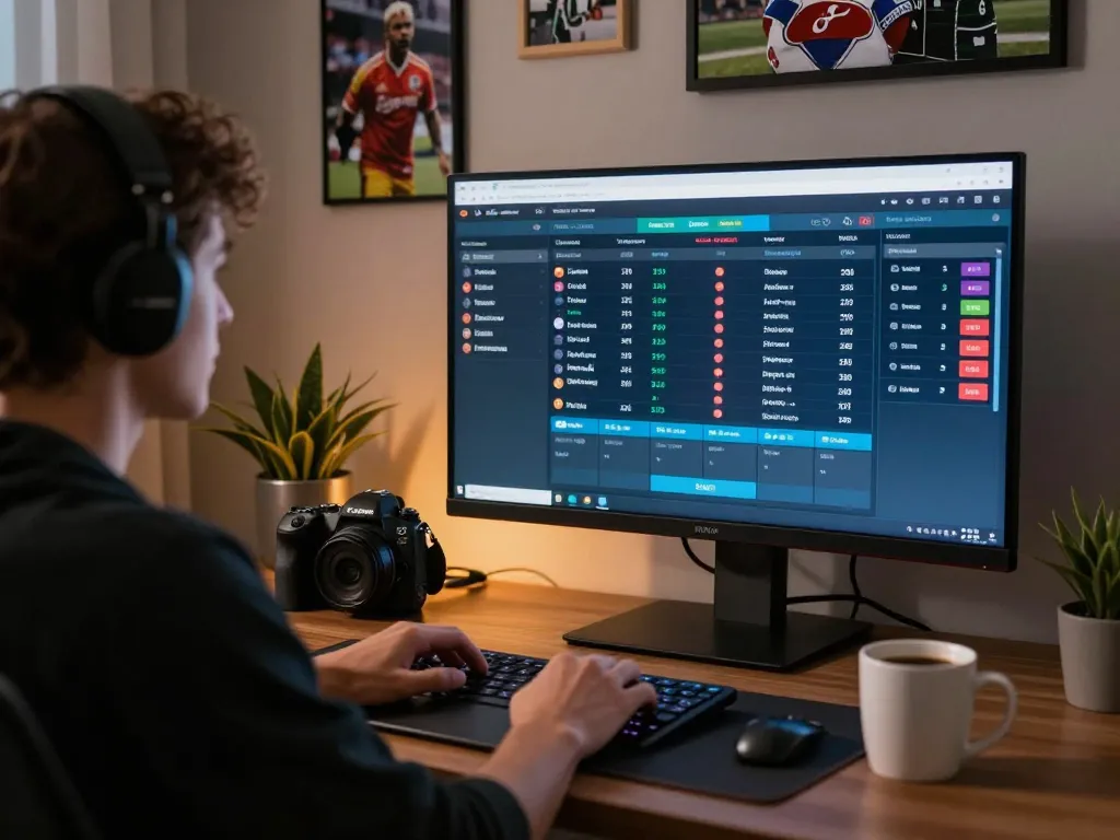 Engaging with Nhà cái SC88 through sports betting at home, highlighting strategic gameplay and modern interface.