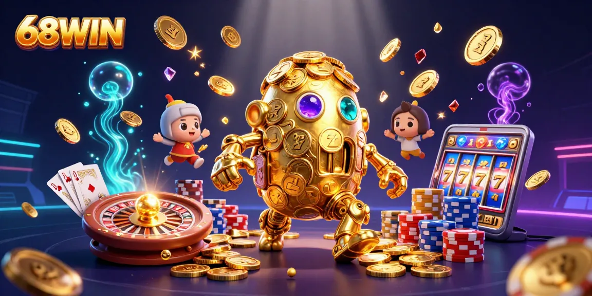 Experience thrilling play at 68WIN with an ultra-detailed 3D casino scene rich in games and excitement.