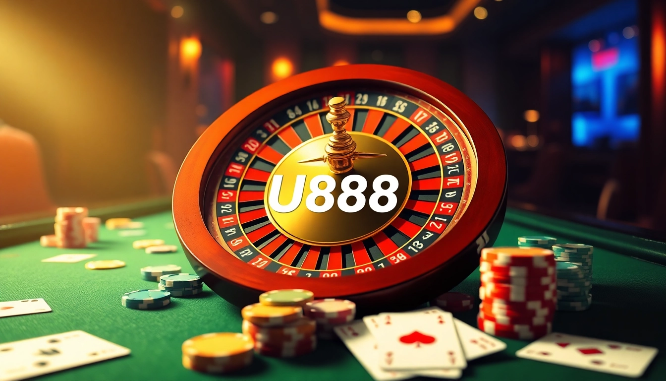 Experience thrilling gameplay with U888 at a luxurious online casino table.
