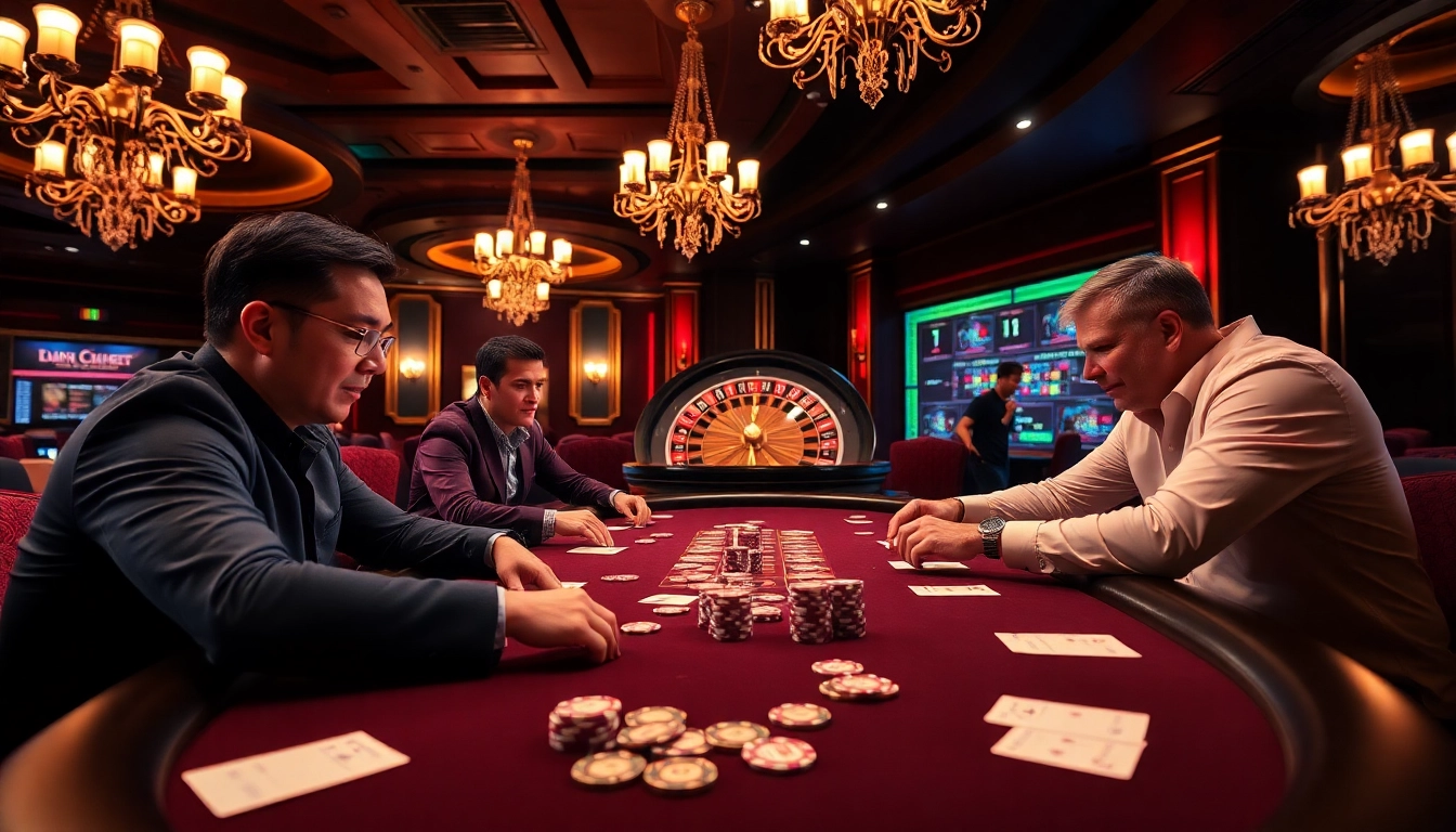 Experience the thrill of betting at FABET's vibrant casino games with high-stakes poker and roulette.