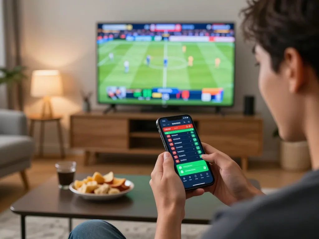 Person placing strategic bets on C168 mobile app during a live sports event, enhancing excitement at home