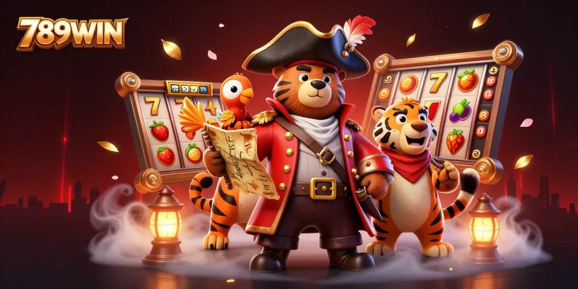 Win big with 789WIN's exhilarating gaming atmosphere featuring vibrant slot reels and lively characters.