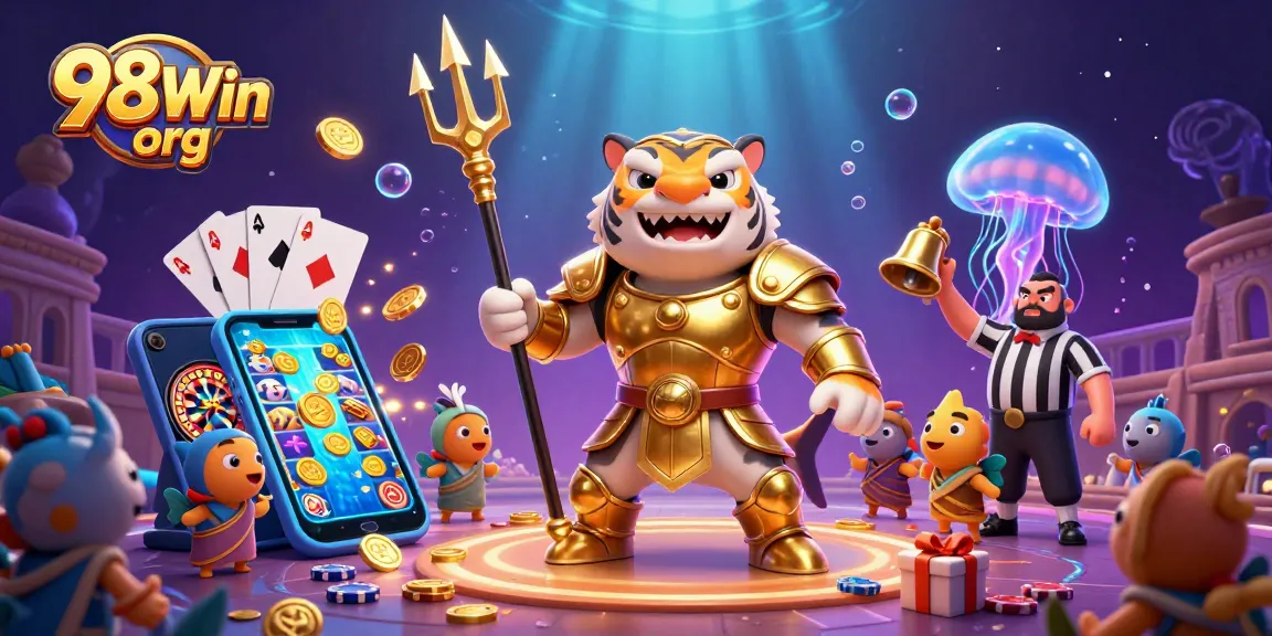 Engage with 98Win org's thrilling underwater casino scene showcasing dynamic gaming elements.