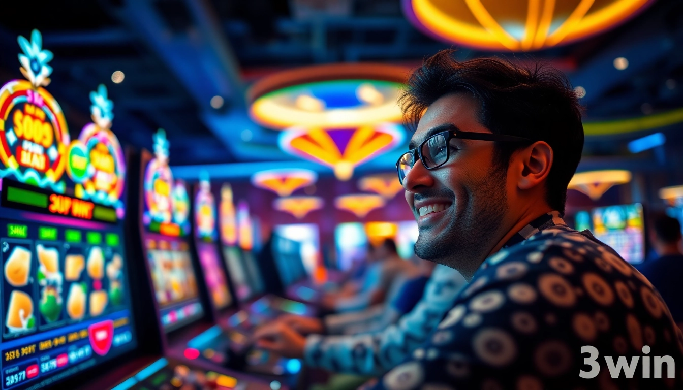 Engaging player experiencing the thrill of online gaming at 33win casino, showcasing vibrant colors and dynamic graphics.