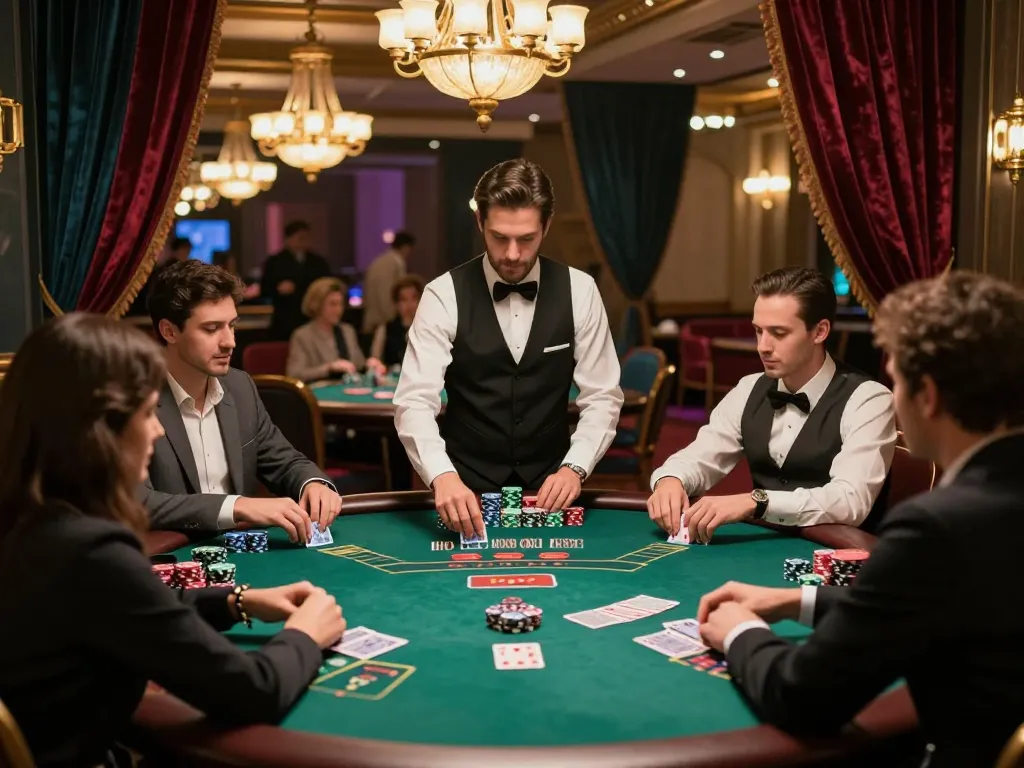 Players engaging in exhilarating baccarat action at tr88 casino table with rich decor