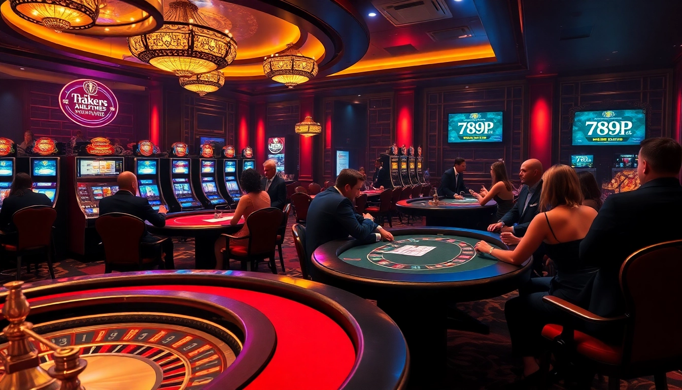 Engaging casino scene showcasing poker and slot machine excitement at 789P.