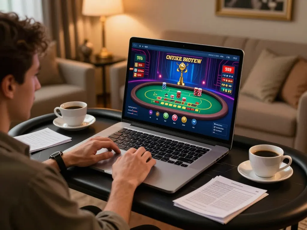 Experience Fabet online casino gaming with a player engaging in live blackjack at home.