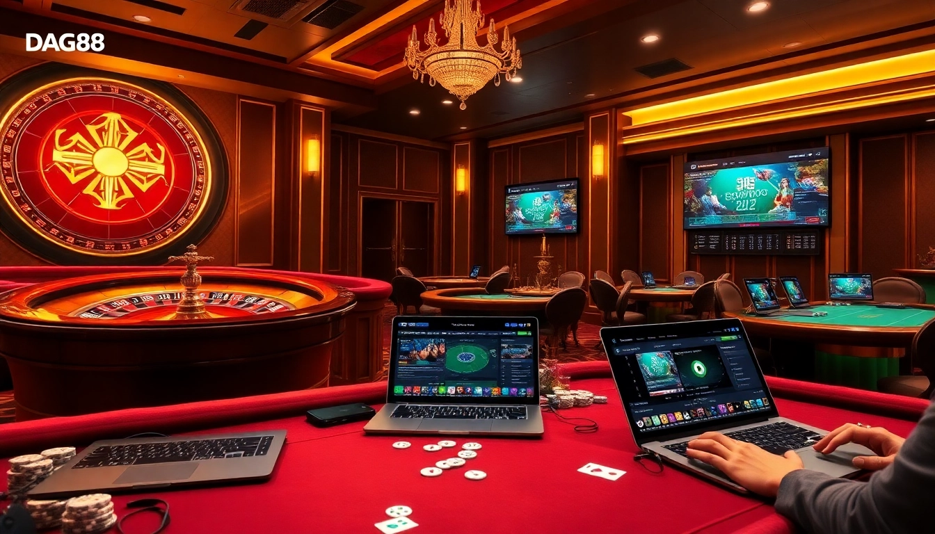DAGA88 online betting interface with vibrant casino elements, engaging users in live gambling excitement.