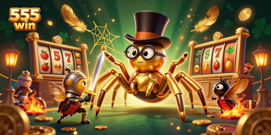 Win big and enjoy the thrilling atmosphere of 555 win in this captivating casino scene filled with golden elements.