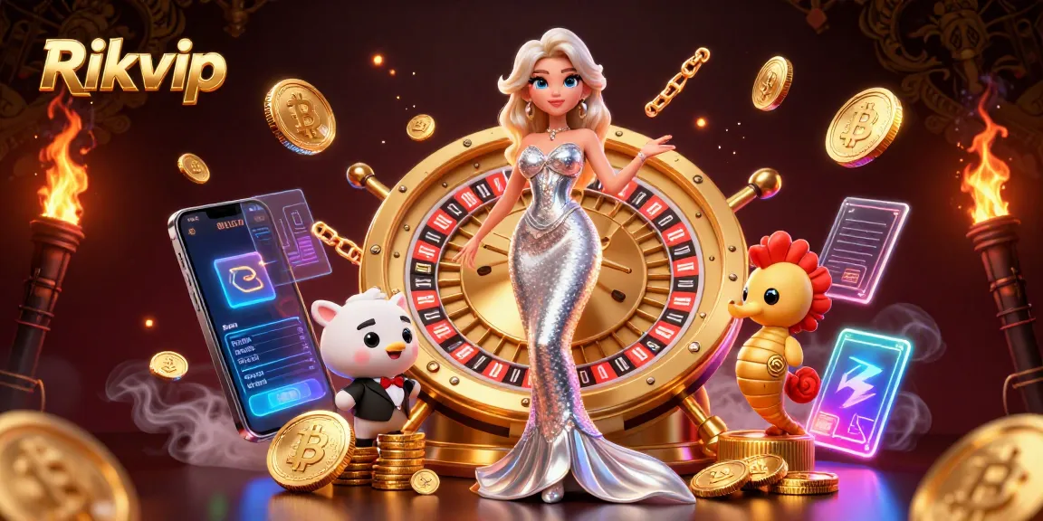 Engage with Rikvip in a vibrant 3D casino scene rich with exciting betting elements.