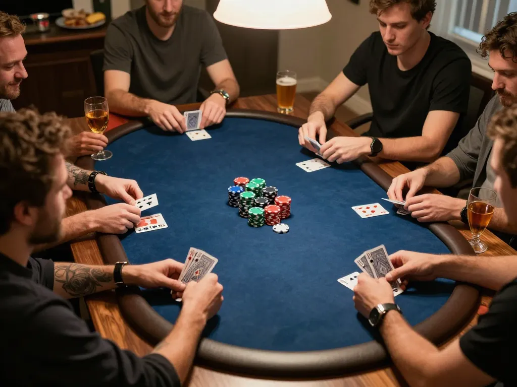 Players enjoy strategic poker gameplay in a friendly home atmosphere, featuring SIN88