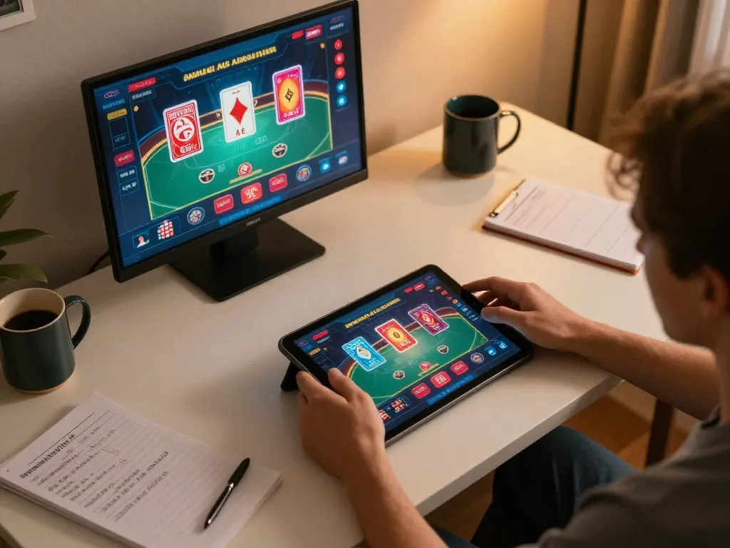 Person engaging in online gaming at home using the go88 app, showcasing a focused and relaxed environment.