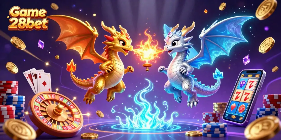 Experience gaming excitement with Game 28bet's vibrant 3D dragons and dynamic casino elements.