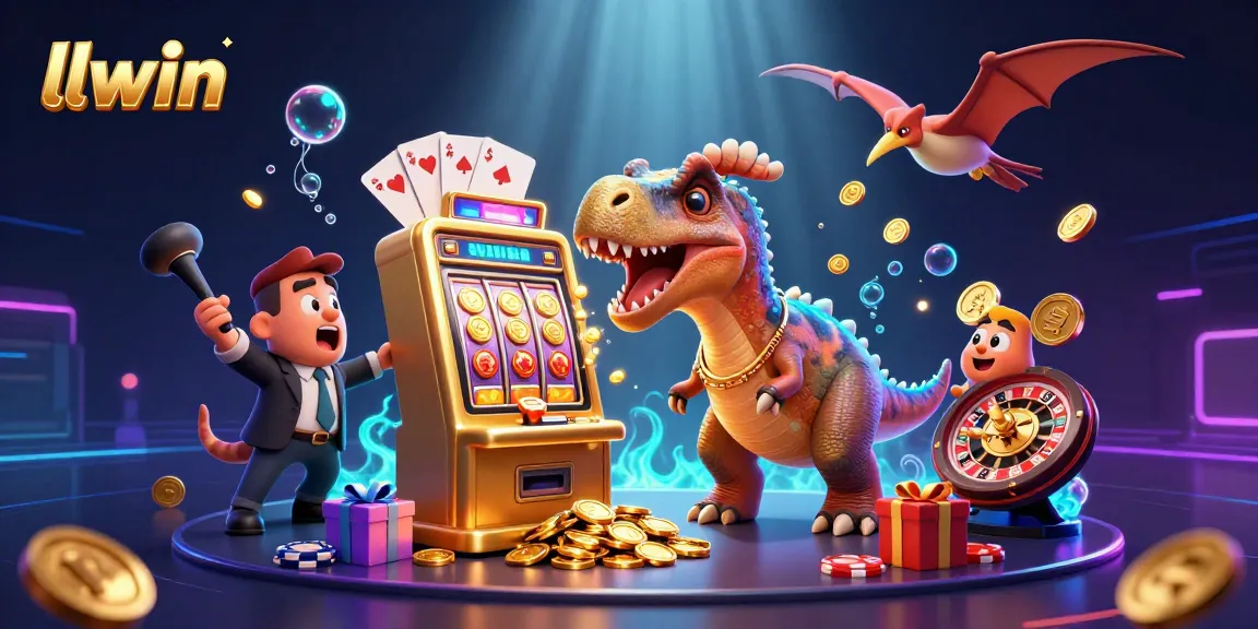 Experience excitement at llwin as a pachycephalosaurus activates the jackpot in a dynamic casino scene.