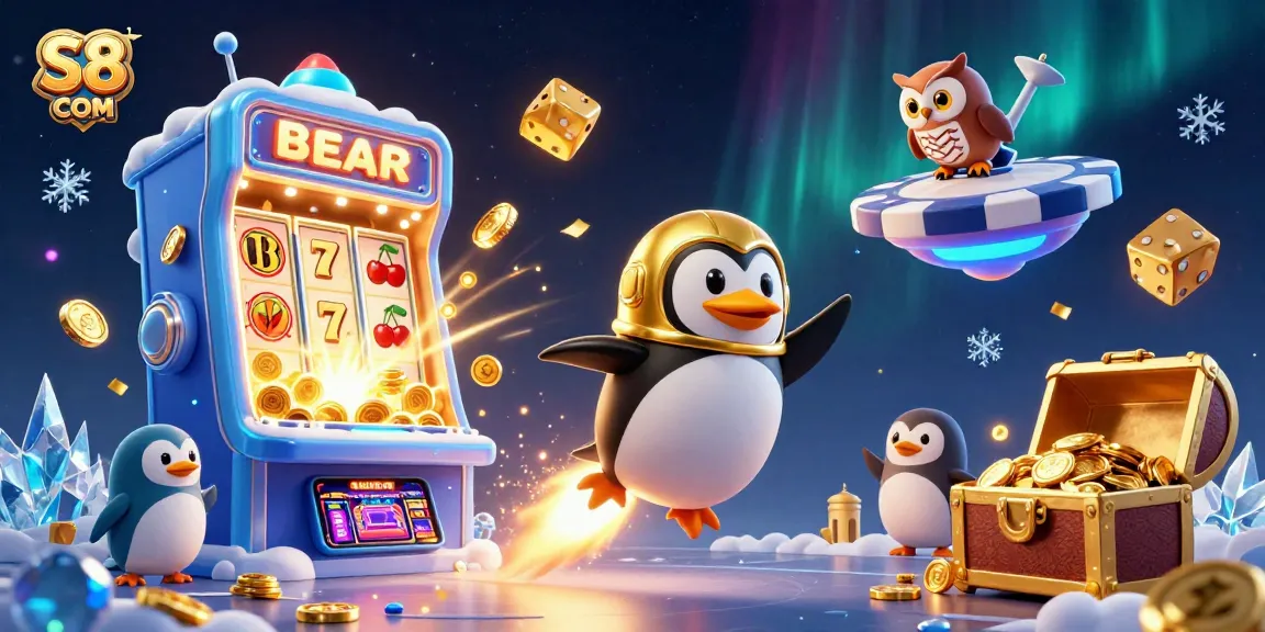 Experience thrilling gameplay with S8 COM in this colorful casino-themed 3D illustration.