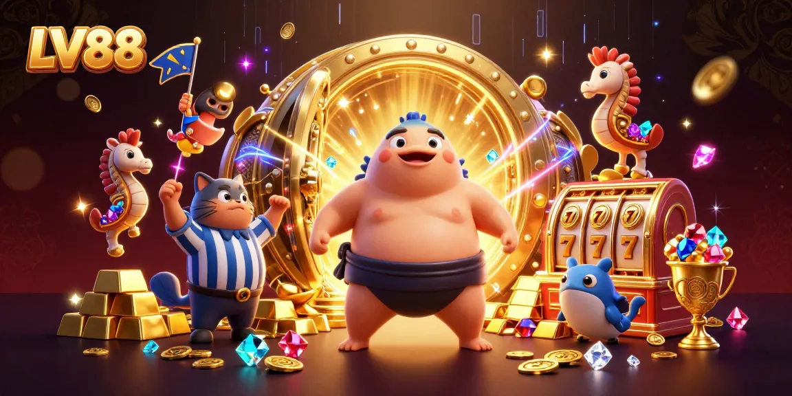 Engage with LV88's thrilling slot games in a vibrant underwater casino scene.