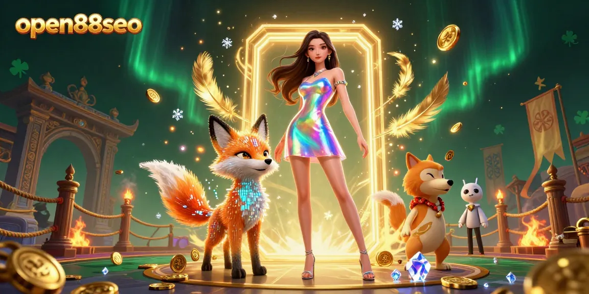 Experience thrilling gameplay at open88seo with a dazzling woman in vibrant colors and captivating game elements.