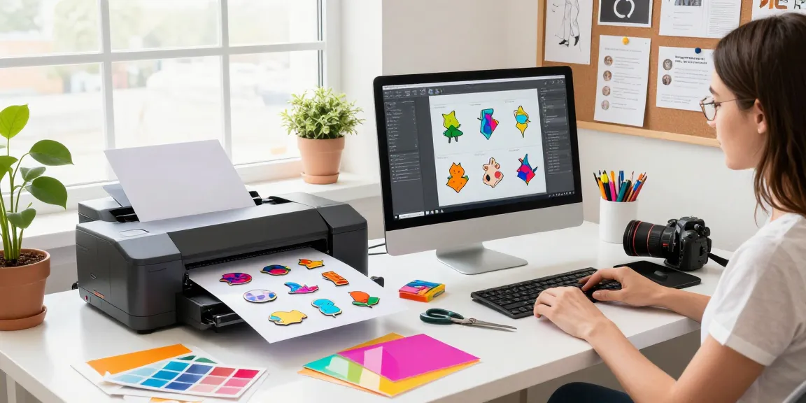 Engaging workspace for designing acrylic pins featuring colorful samples and digital designs