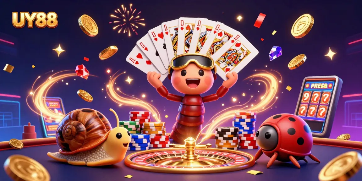 Experience the thrill at UY88 with a dynamic casino scene featuring extraordinary characters and games.