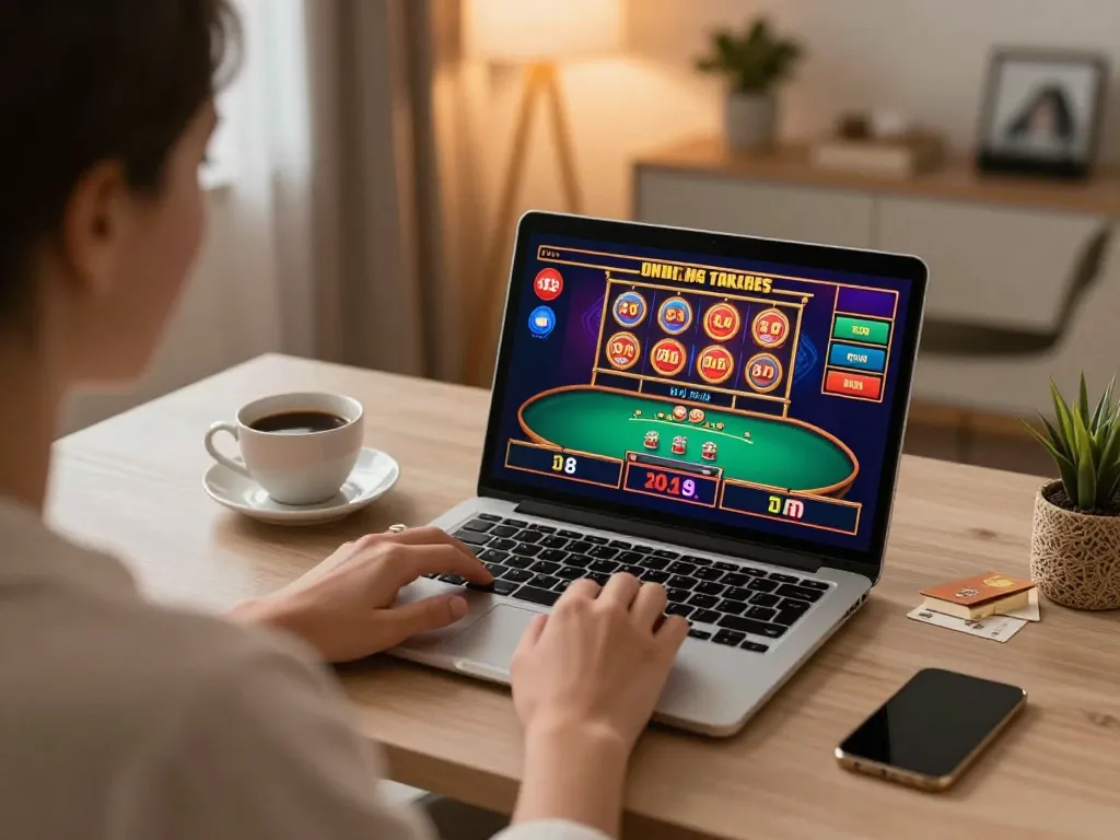 Engaging with PHDREAM link on a laptop in a cozy home setup for online gaming