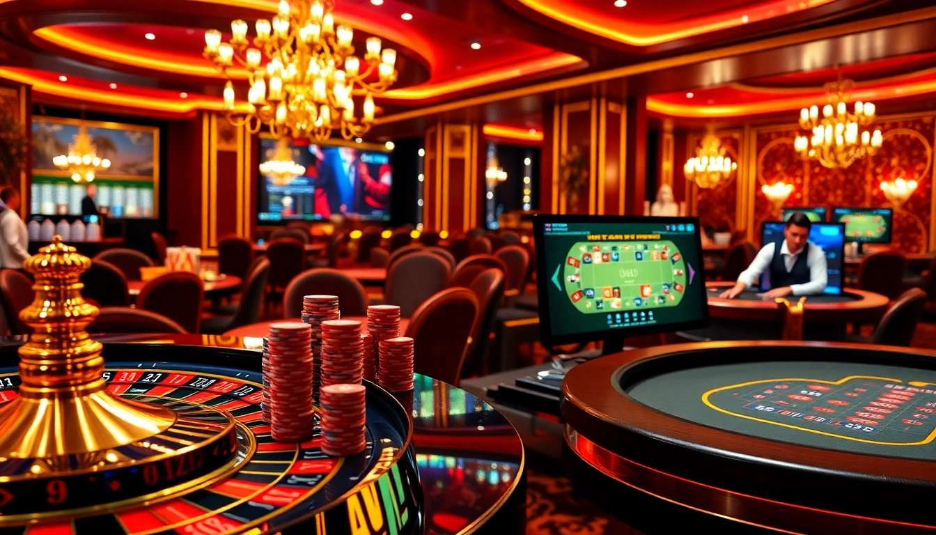 Hitclub offers a vibrant online casino scene with poker chips and a roulette wheel