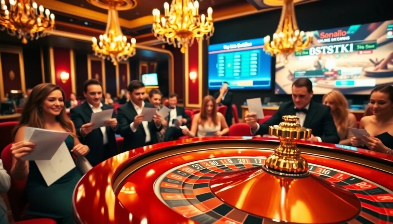 Experience an exciting roulette action at https://www.bdtk1.app/, surrounded by chips and players.